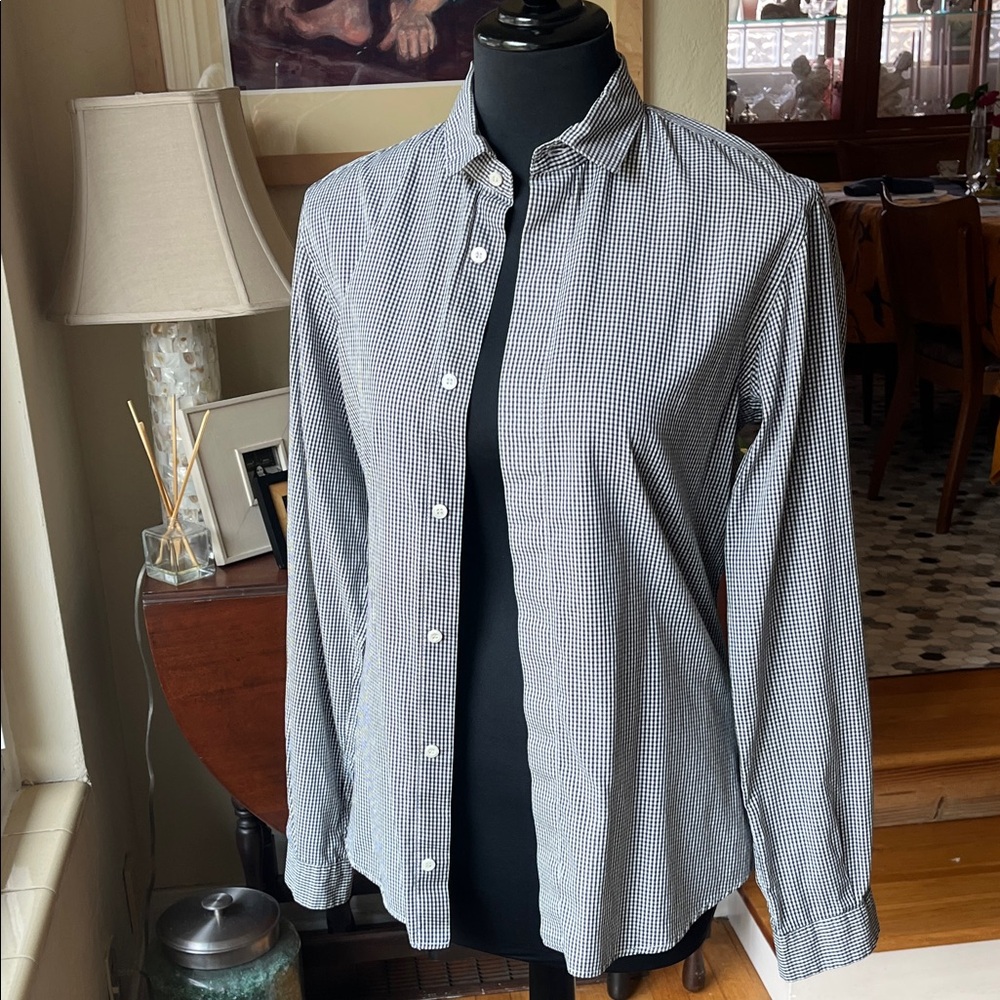 Prada black & white gingham, button-down, long sleeve men’s shirt, 41.